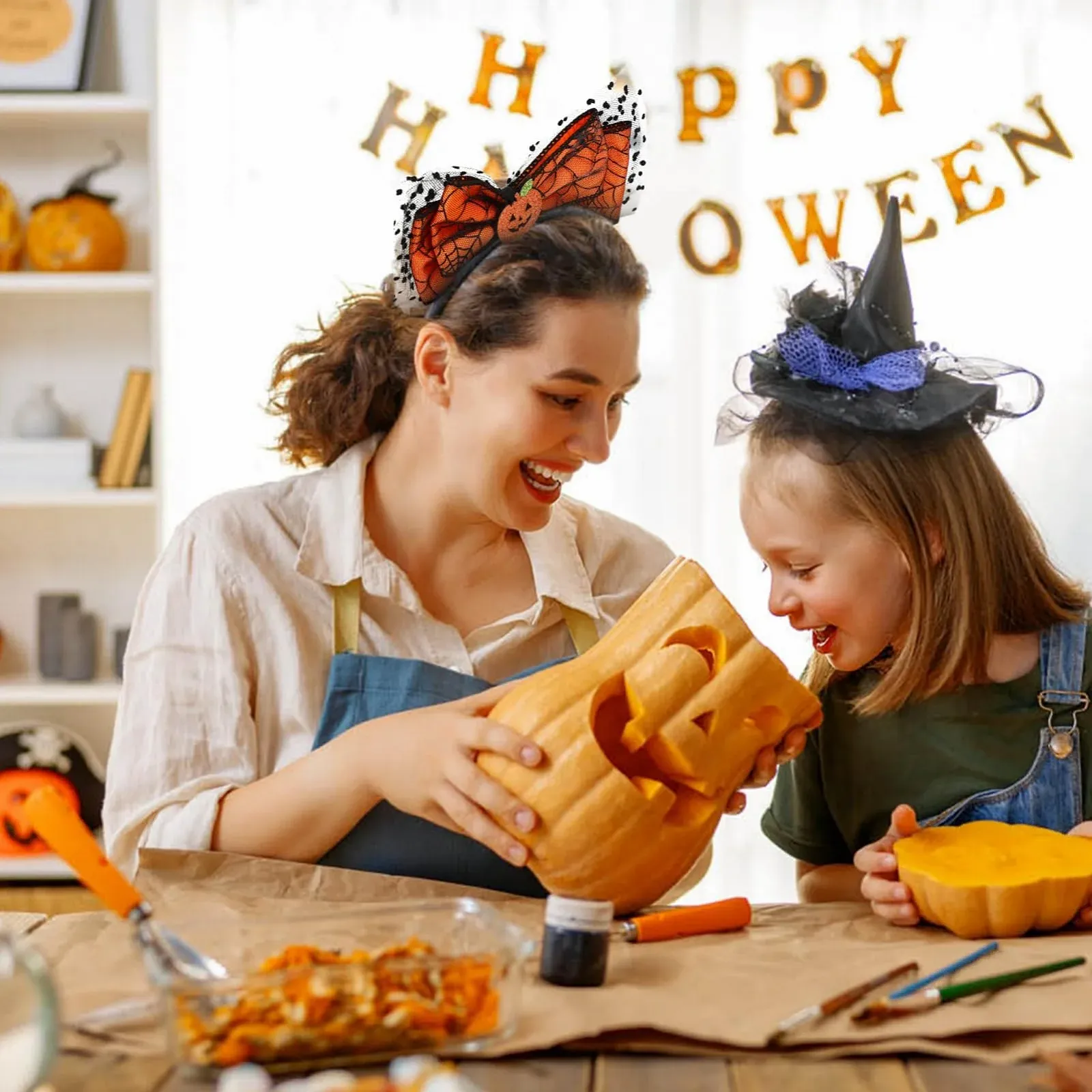 Обруч для волосся з гарбузовим бантом MAGICLULU, фото №5