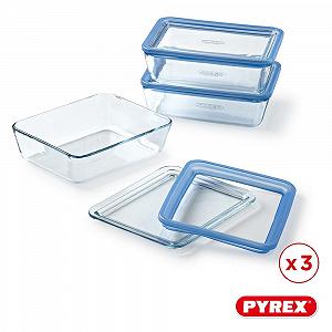 Контейнери для зберігання продуктів Pyrex Pure Glass Collection Набір з 3 шт. боросилікатне скло 1,5 л для духовки мікрохвильової печі та посудомийної машини synthetic.ua - Фото 1
