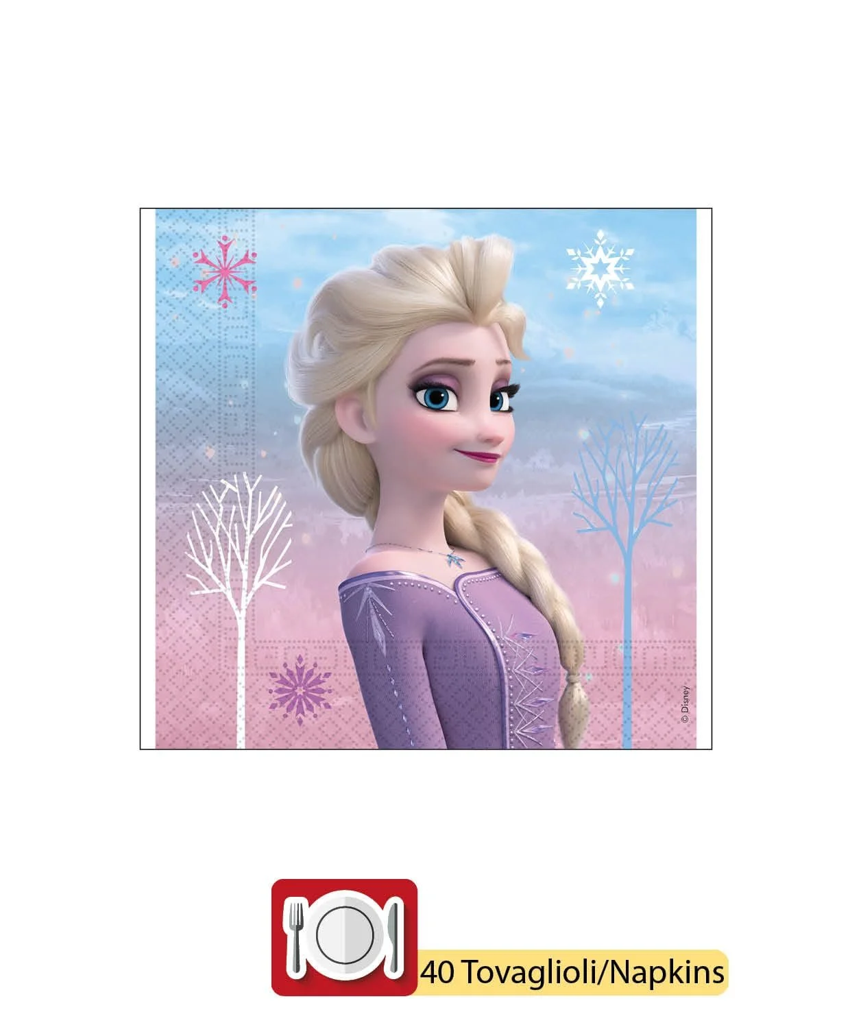 Набір посуду для вечірки Ciao Disney Frozen II Wind Spirit для 24 осіб (24 паперові тарілки діаметром 23 см, 24 паперові тарілки діаметром 20 см, 24 стаканчики 200 мл, 40 серветок 33 x 33 см), фото №4