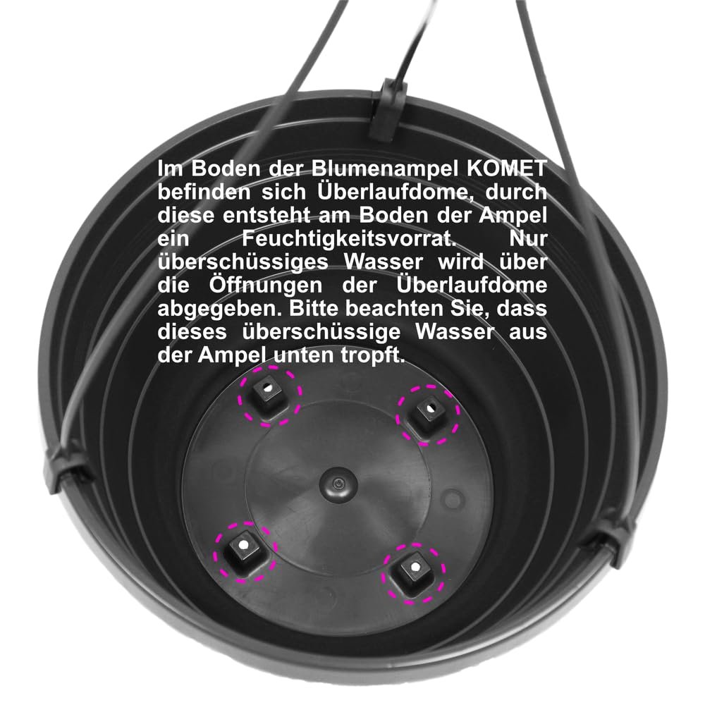 Підвісні кашпо Komet пластикові атмосферостійкі, діаметр 30 см, антрацит, 2 шт., фото №2