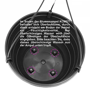 Подвесные кашпо Komet пластиковые атмосферостойкие, диаметр 30 см, антрацит, 2 шт. synthetic.ua - Фото 1