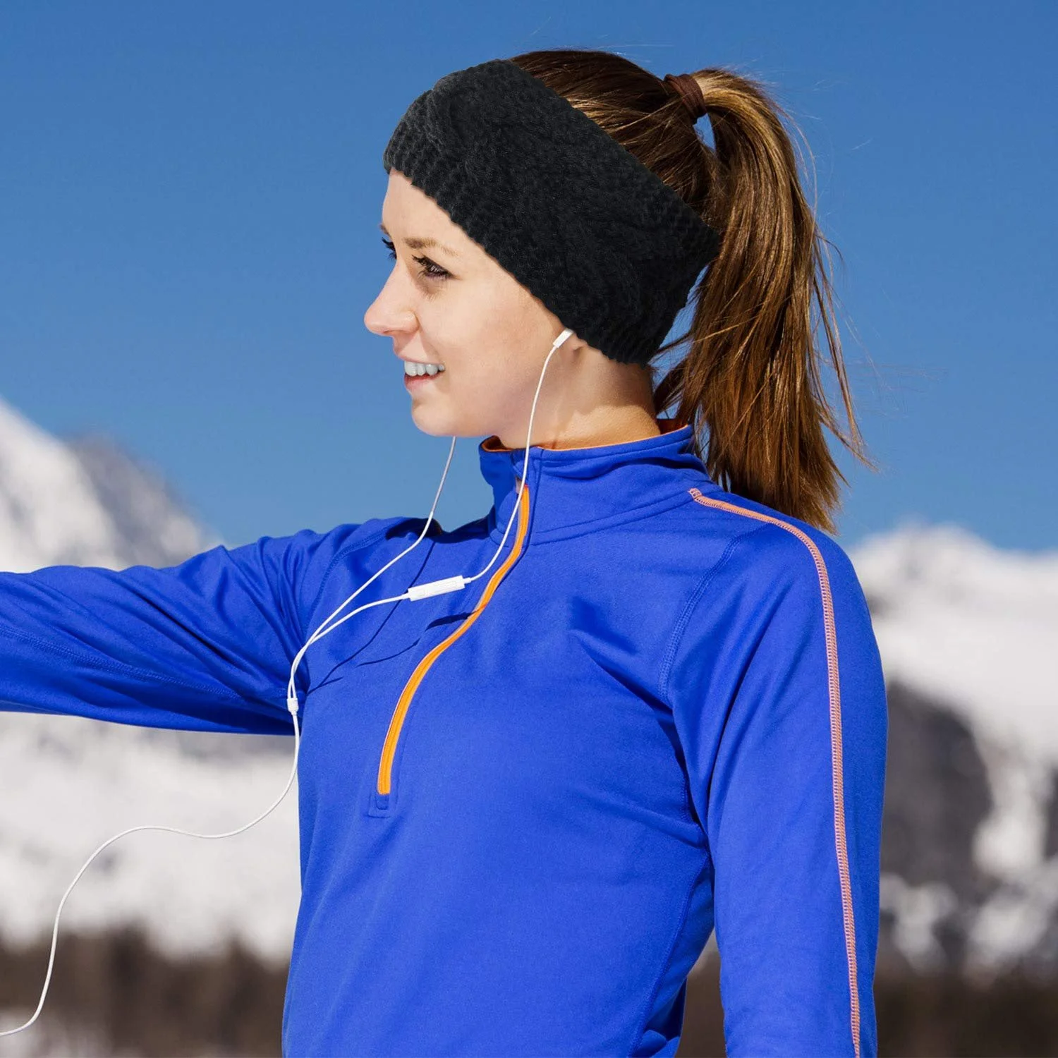 Зимова пов'язка на голову, в'язана вовняна, фото №7