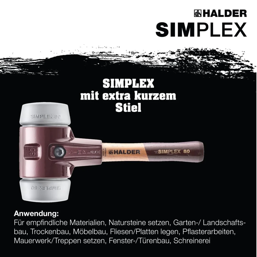 Молоток з м'яким бойком Simplex 3003.082 TPE корпус з ковкого чавуну дерев'яна ручка діаметр 80 мм, фото №5 Молоток з м'яким бойком Simplex 3003.082 TPE корпус з ковкого чавуну дерев'яна ручка діаметр 80 мм, фото №5