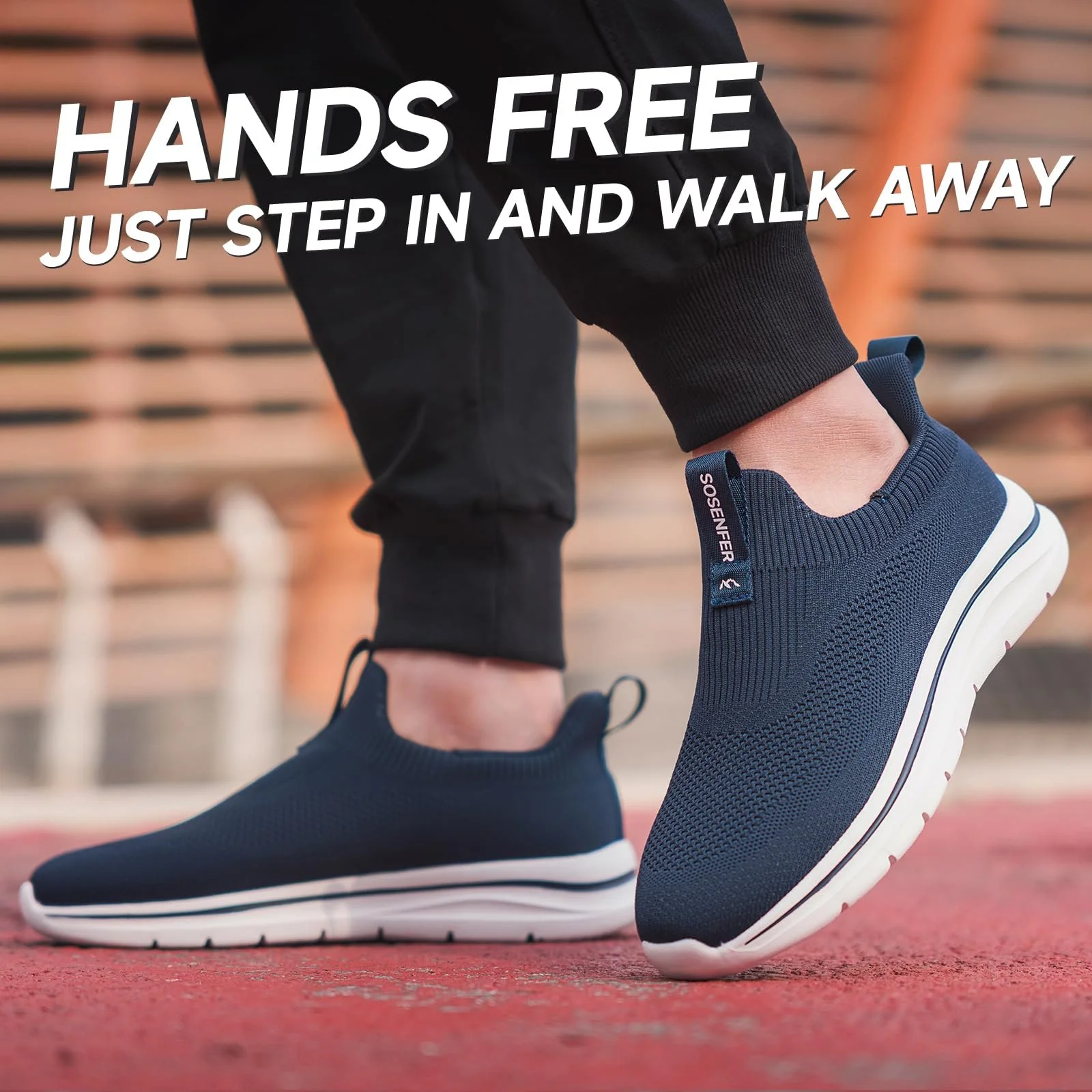 Кроссовки Sosenfer Без шнурков Дышащие Мужские Удобные Повседневные Спортивные Легкие Кроссовки для тренажерного зала и ходьбы, фото №2
