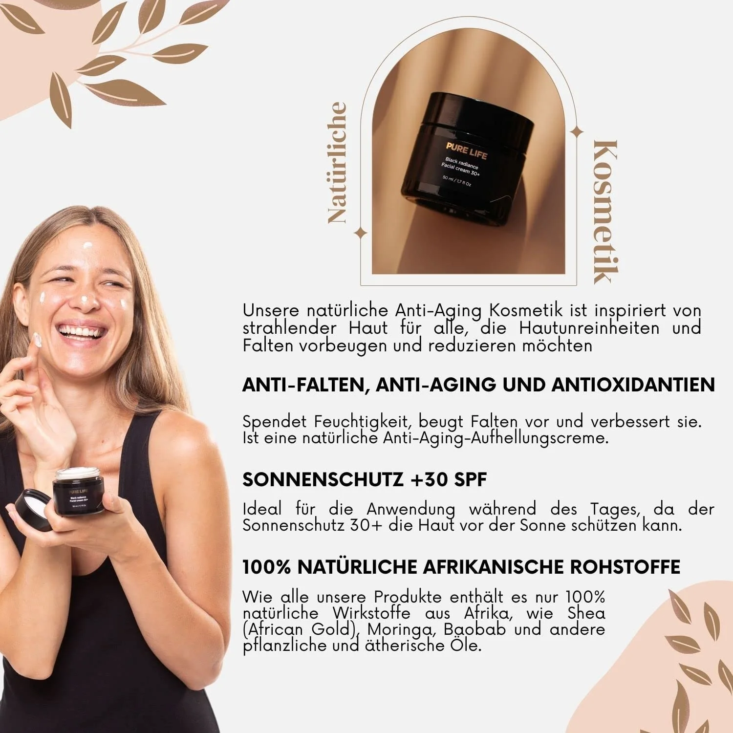 Денний крем AOKlabs Pure Life Black Radiance SPF 30 антивіковий із маслом ши, морингою та баобабом, фото №6 Денний крем AOKlabs Pure Life Black Radiance SPF 30 антивіковий із маслом ши, морингою та баобабом, фото №6