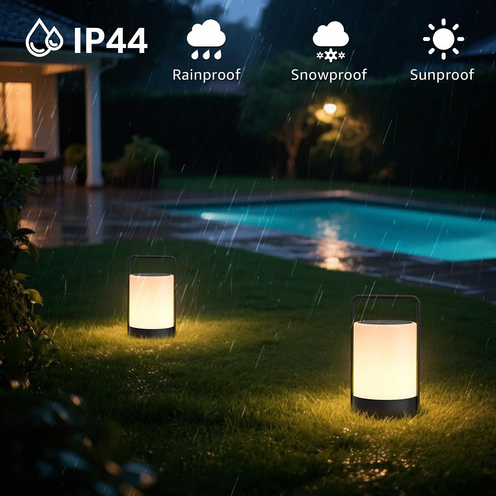 Настільна LED лампа на сонячній енергії для вулиці 2-в-1 бездротова акумуляторна 8 кольорів IP44, фото №5