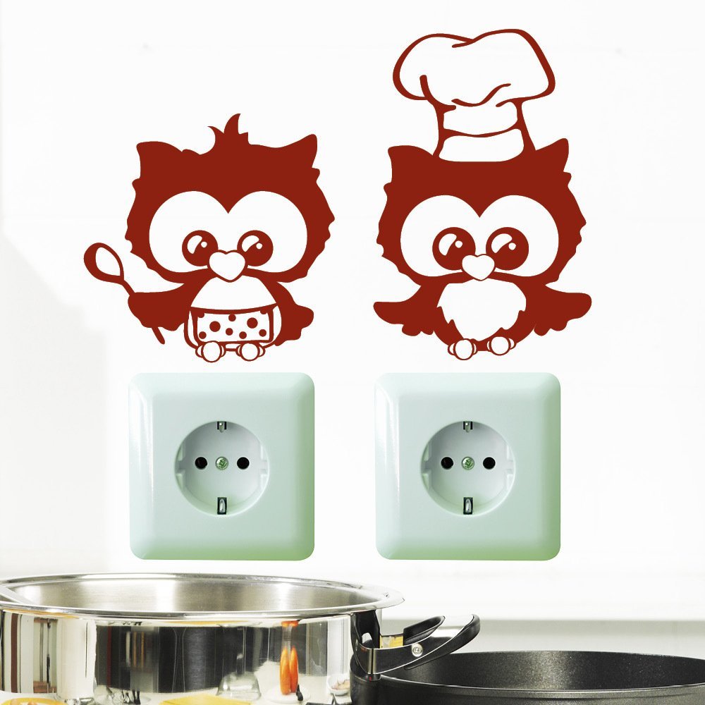 Наклейка на стіну Wall Tattoo Loft Owls Chefs для вимикача або розетки, фото №1 Наклейка на стіну Wall Tattoo Loft Owls Chefs для вимикача або розетки, фото №1