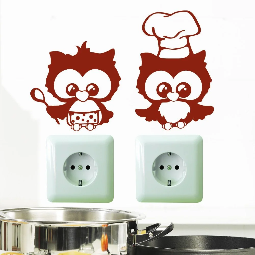 Наклейка на стену Wall Tattoo Loft Owls Chefs для выключателя или розетки, фото №1