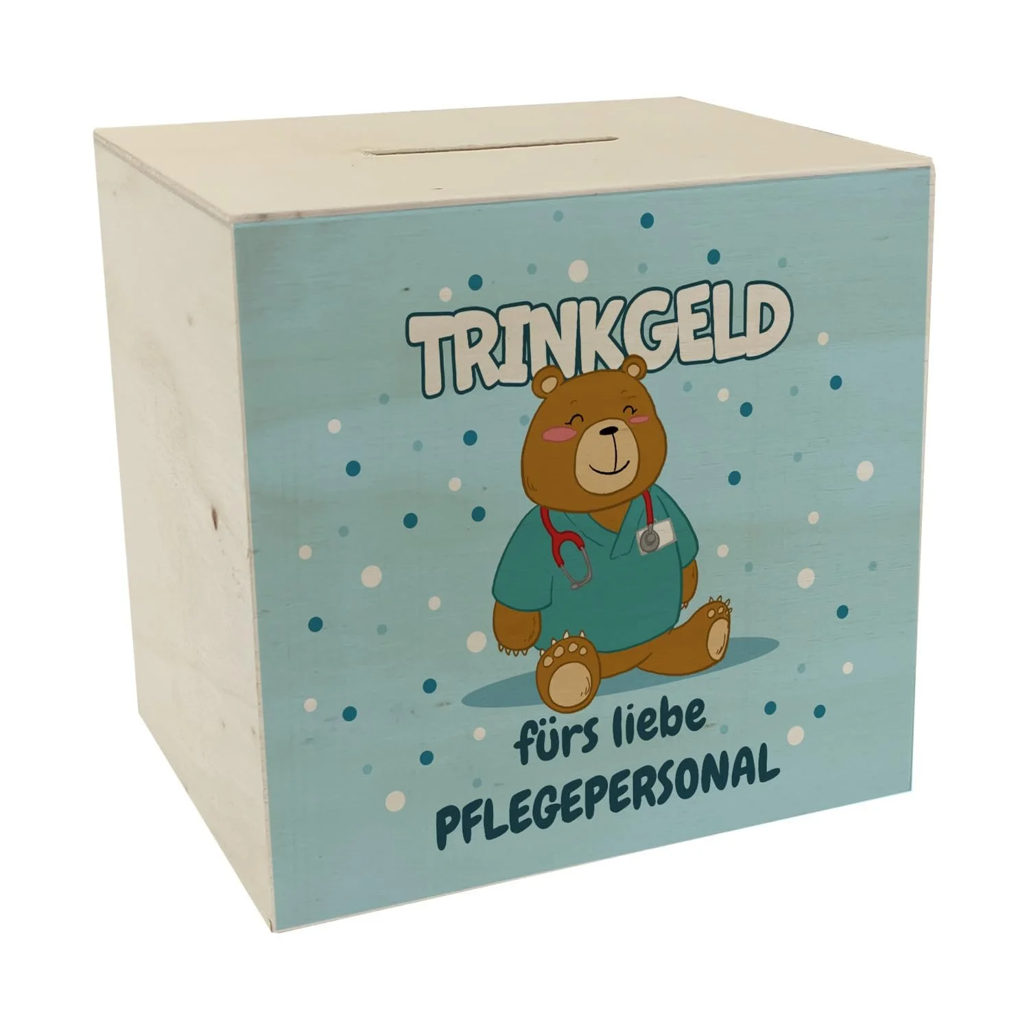 Скарбничка Trinkgeld fürs Liebe Nursing Staff дерев'яна з ведмедем, фото №1
