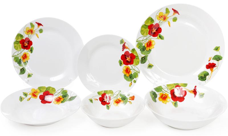 Набір 6 порцелянових обідніх тарілок Настурція Ø27см, фото №2 Набір 6 порцелянових обідніх тарілок Настурція Ø27см, фото №2