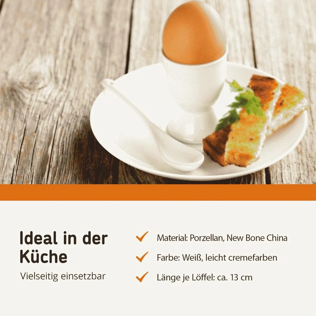 Ложки з порцеляни Набір 6 штук Білий Елегантні, фото №3