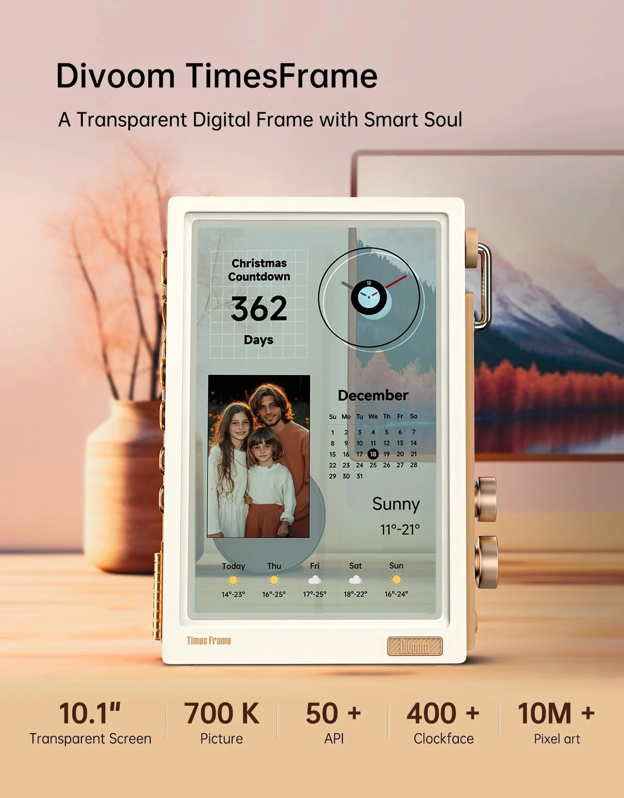 Цифровая фоторамка Divoom Times Frame 10.1 Inch WiFi 64 GB IPS RGB White, фото №2