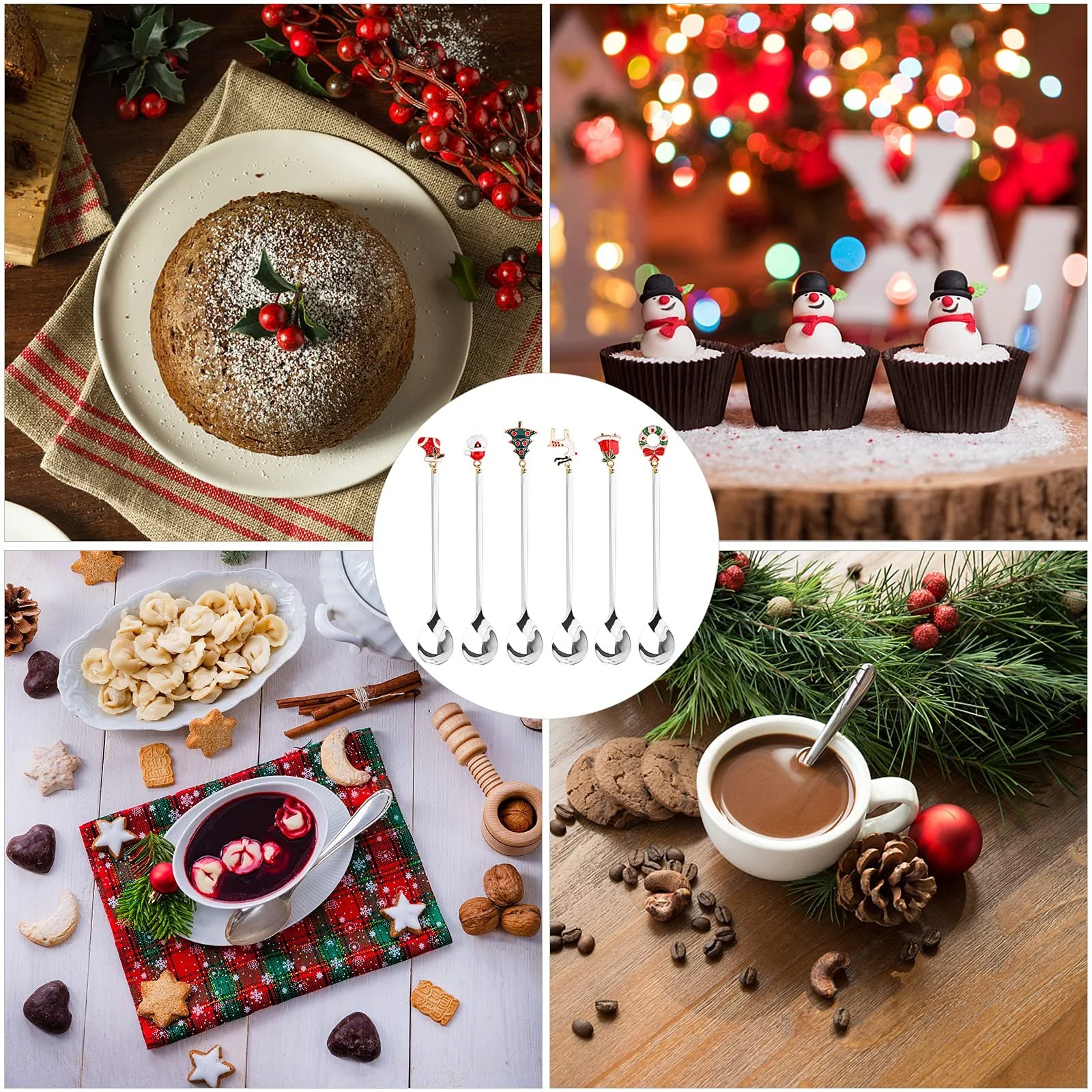 Ложки для кави Різдвяні, паковання 6 штук, з нержавіючої сталі, фото №3 Ложки для кави Різдвяні, паковання 6 штук, з нержавіючої сталі, фото №3