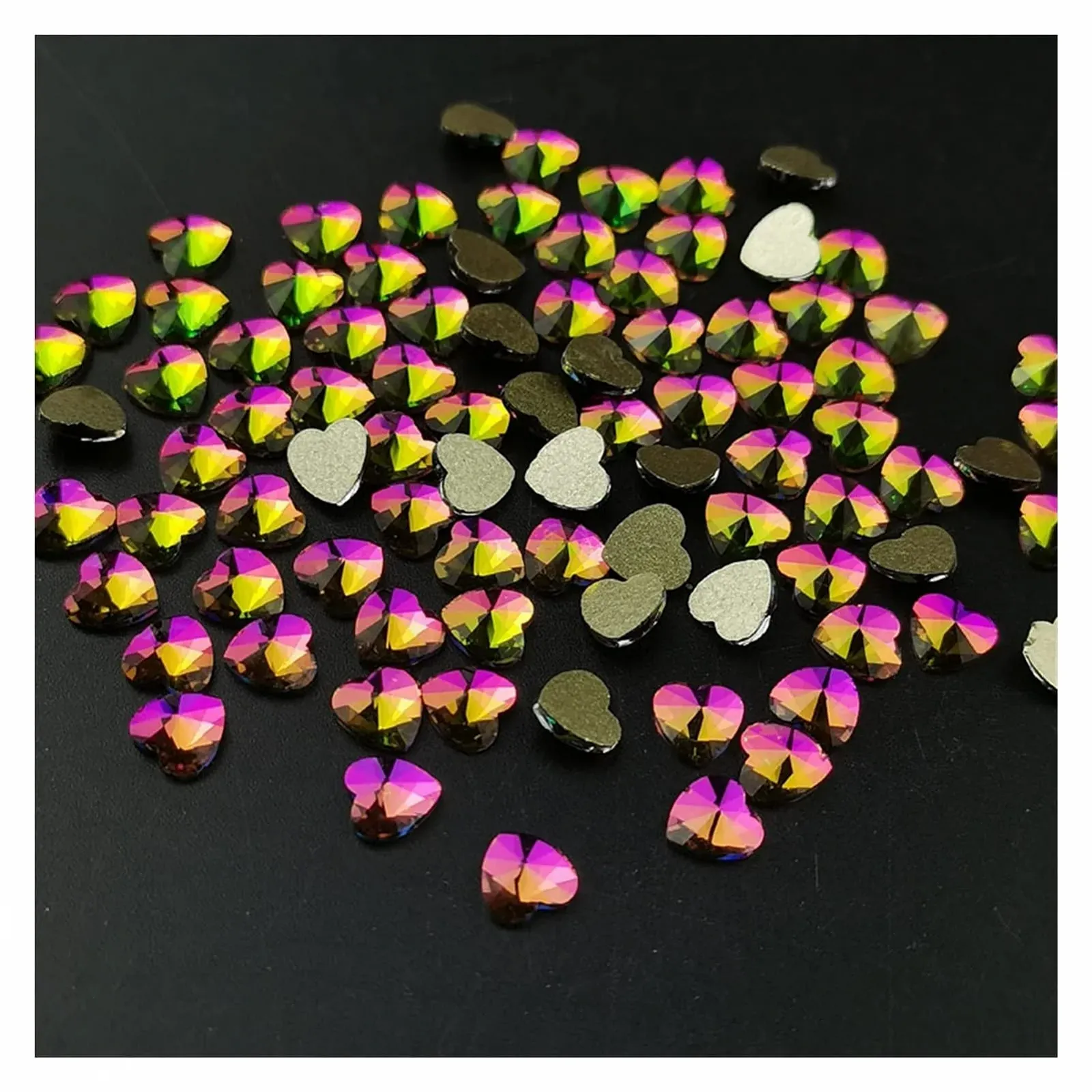 Стрази для нігтів yaoqijie 360 шт./пакет, Модні райдужні самоцвіти, плоска задня частина, кришталеві скляні камені, 7 мм, фото №1