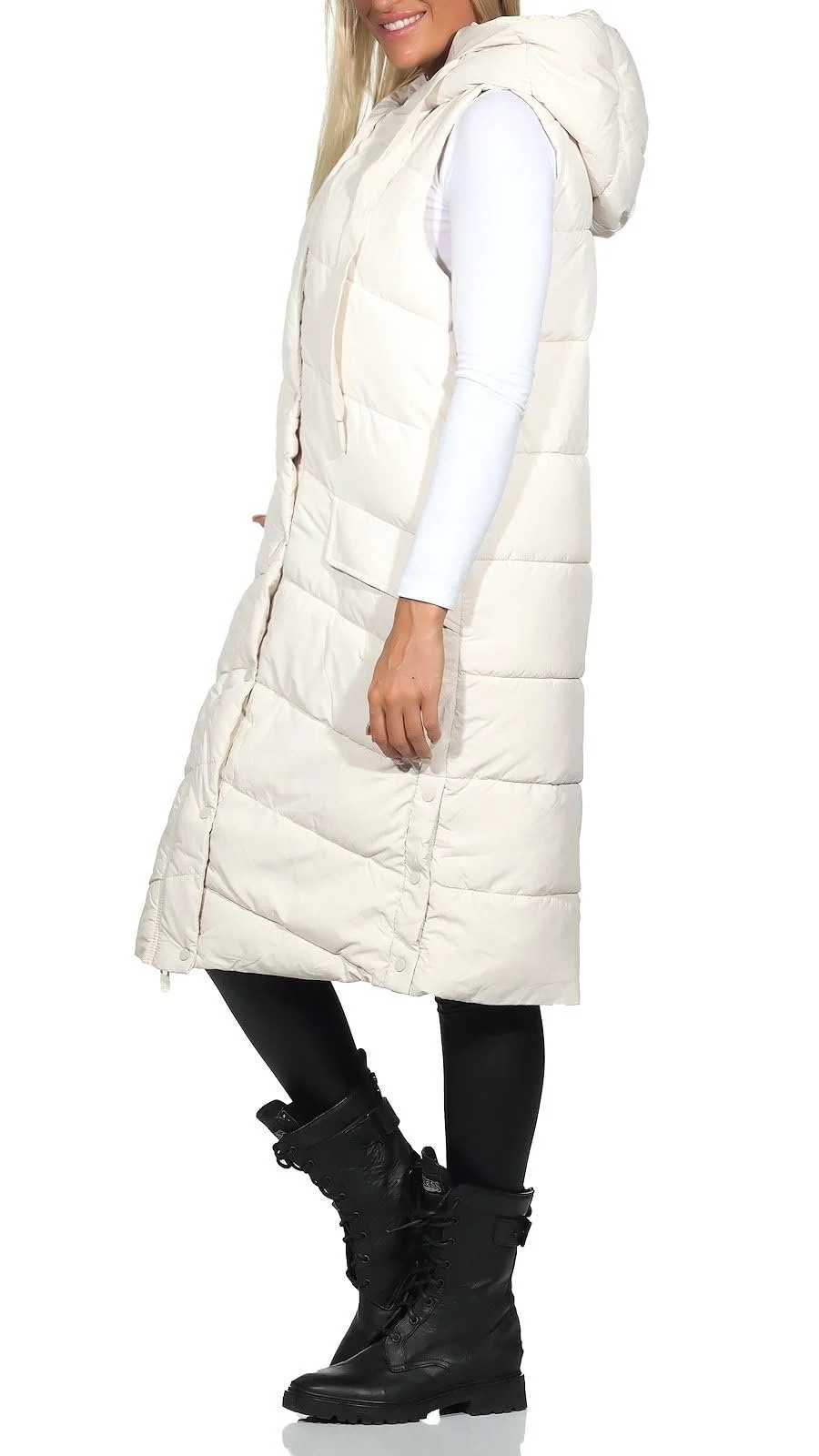 Жилет 3/4 довжини з капюшоном Hailys Ch44arlotte стьобаний, фото №3 Жилет 3/4 довжини з капюшоном Hailys Ch44arlotte стьобаний, фото №3