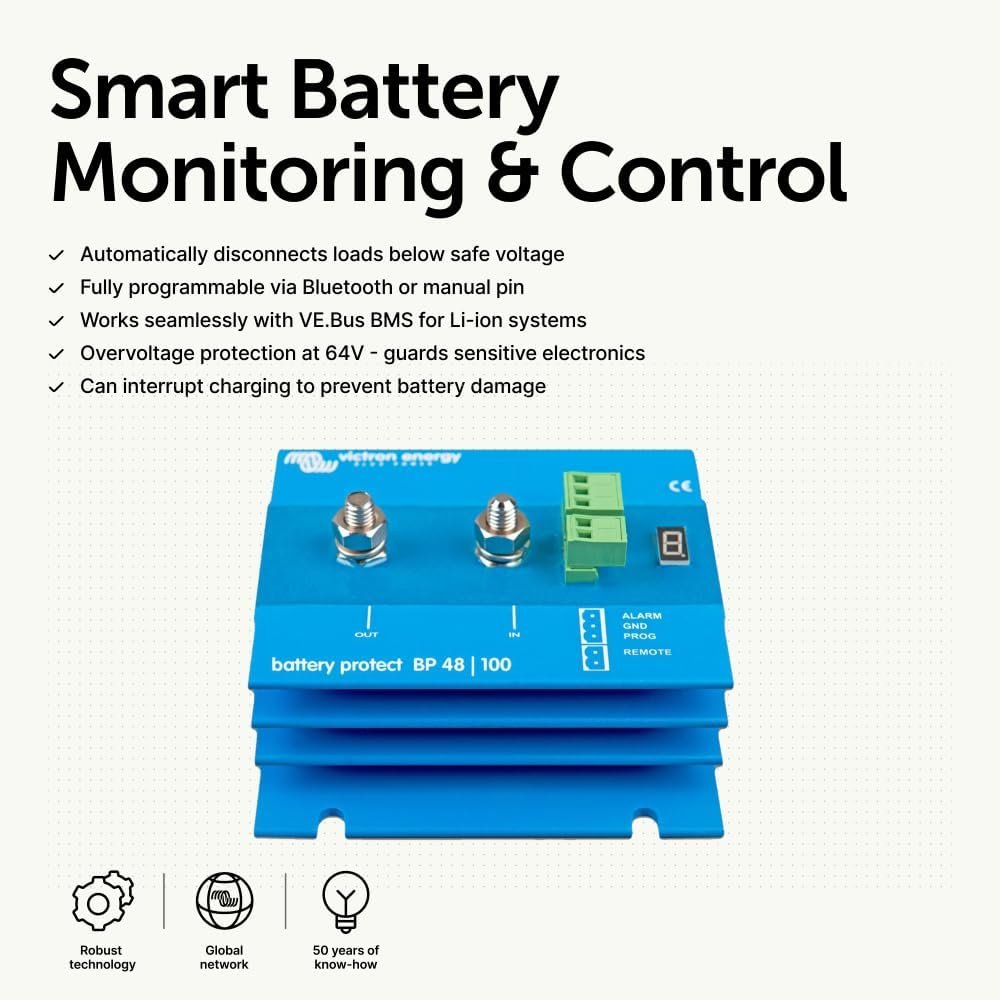 Реле отключения АКБ Victron Energy Smart Battery Protect / 48V / 100A /Программируемое / Синее, фото №2 Реле отключения АКБ Victron Energy Smart Battery Protect / 48V / 100A /Программируемое / Синее, фото №2
