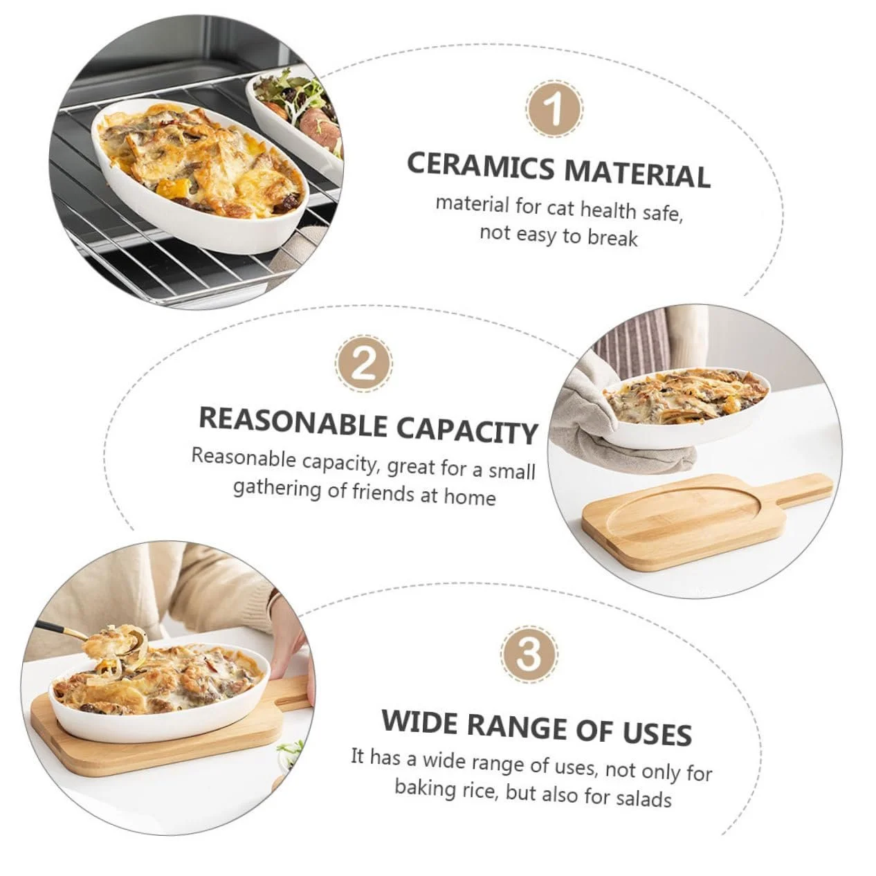 Форма для запекания керамическая овальная с деревянной подставкой, фото №9 Форма для запекания керамическая овальная с деревянной подставкой, фото №9