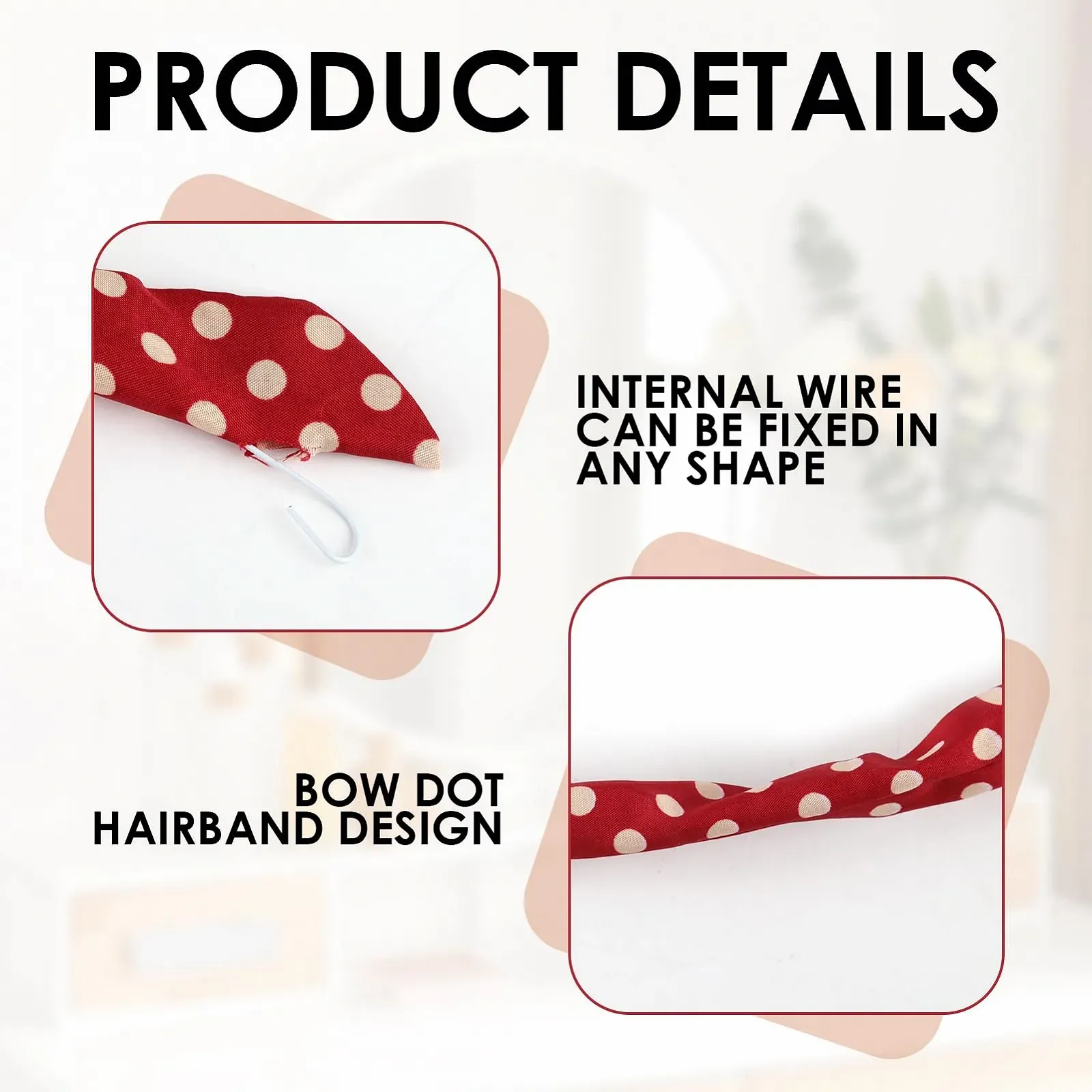 Набір пов'язок на голову в горошок для дівчат та жінок, фото №3
