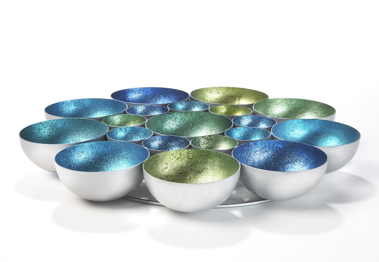 Підсвічник Kobolo Декоративна чаша Металева зелена та синя 40 см, фото №4