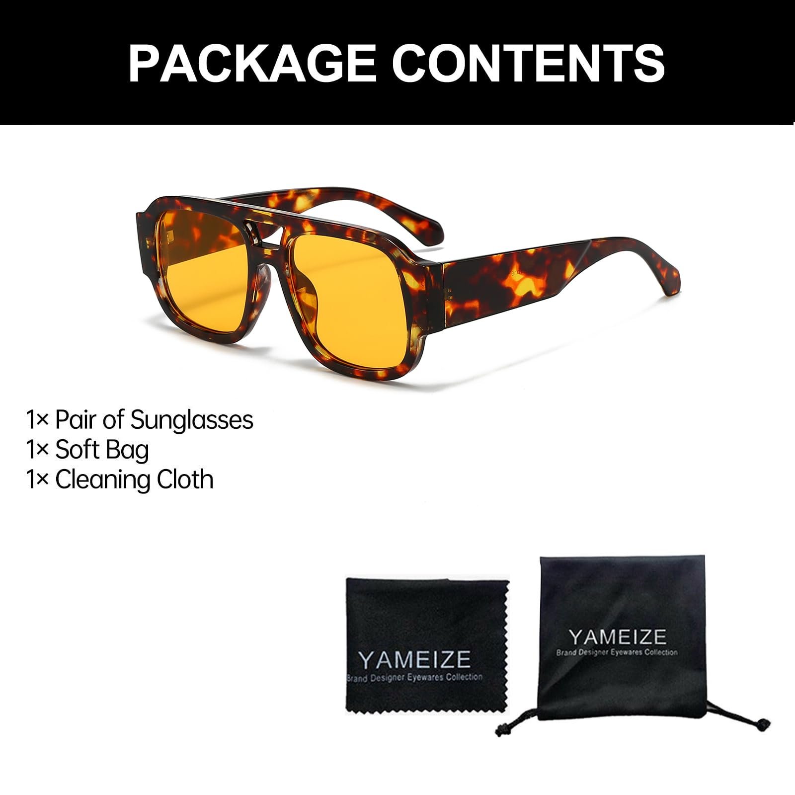 Очки солнцезащитные Авиатор YAMEIZE Ретро Винтажные 70-х Прямоугольные Квадратные, фото №4