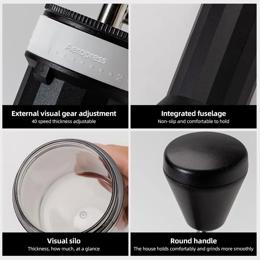 Ручная кофемолка Brand Series Model с 40 регулируемыми настройками помола Черный (Белый), фото №4