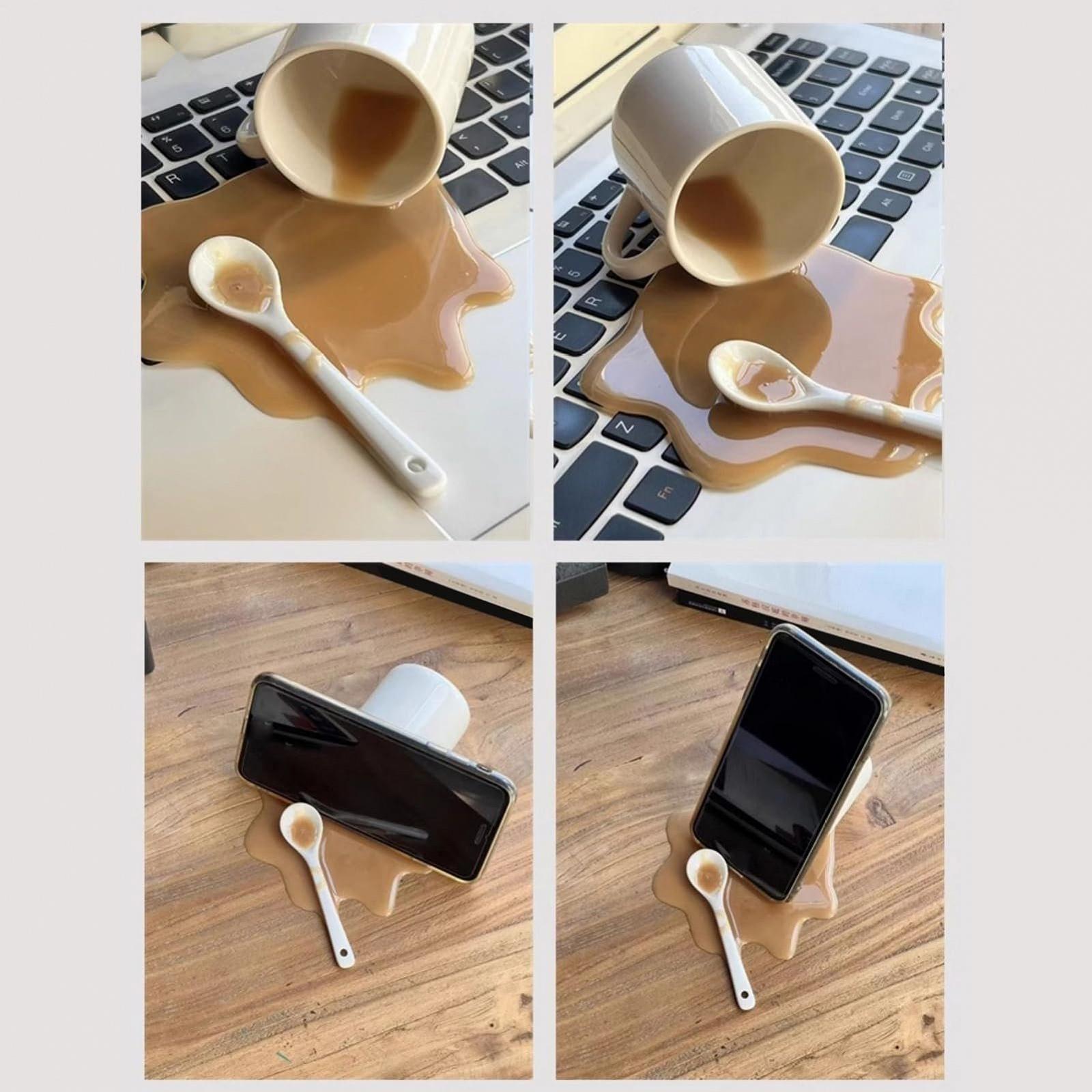 Підставка для смартфона для столу Spilled Coffee Design, підставка для мобільного телефону, фото №6