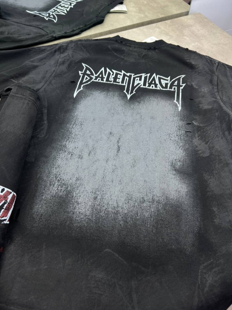 Футболка черная Balenciaga Moon Paris f656, фото №8