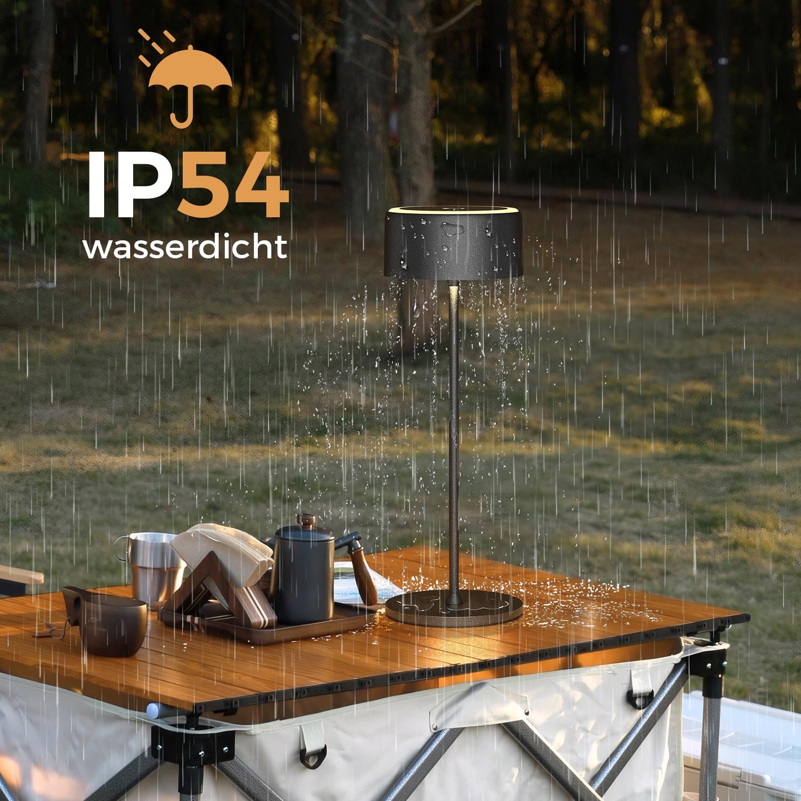 Настільна лампа TYEE бездротова світлодіодна акумуляторна, димована, 3000-6000K + RGB, USB-C, IP54, чорна, фото №7