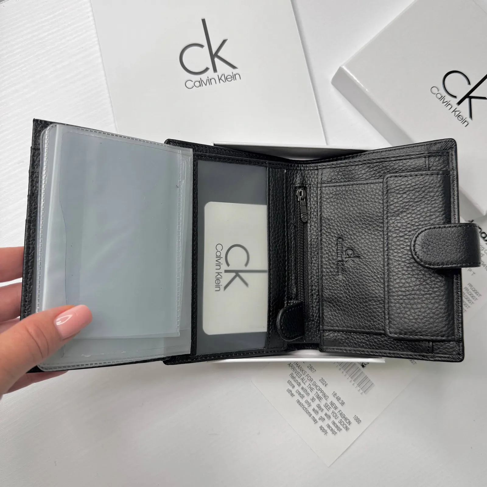 Мужской портмоне кожаный вертикальный на кнопке Calvin Klein, фото №11