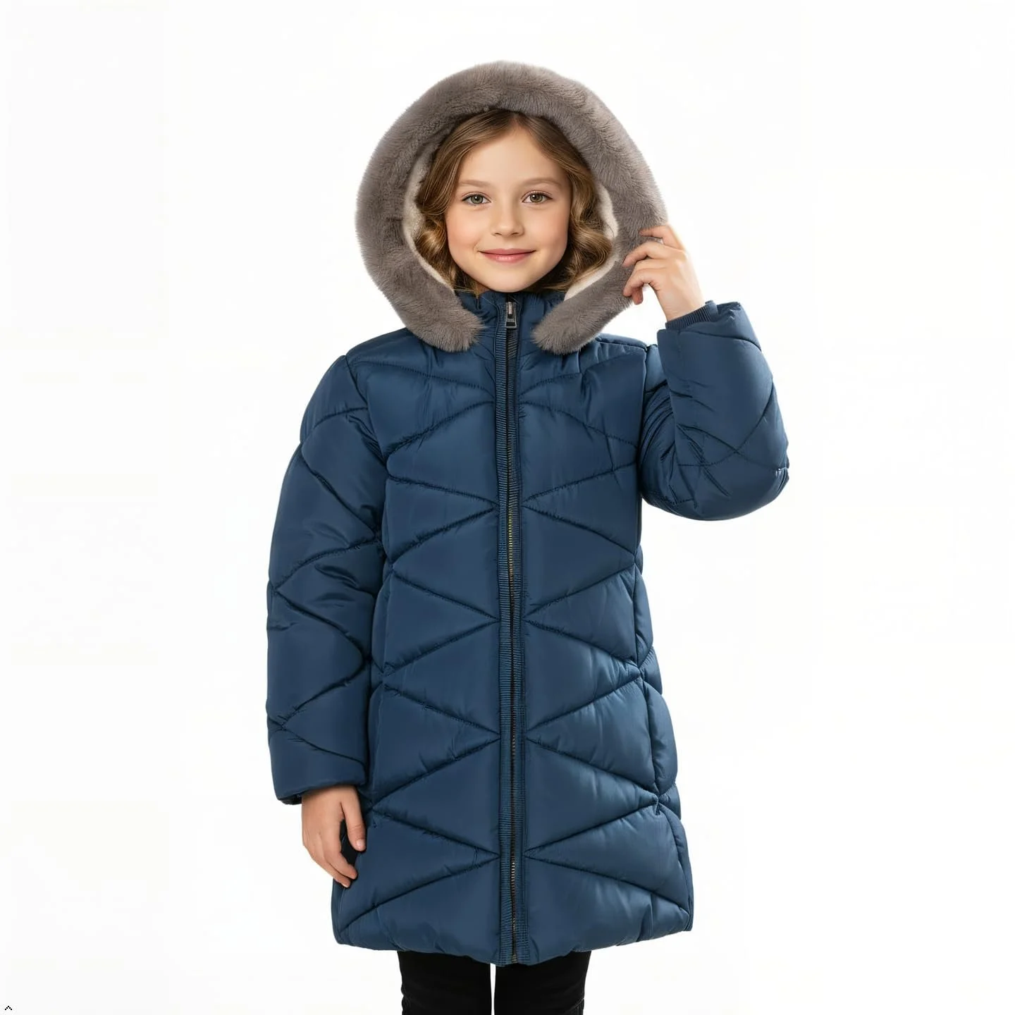 Зимове пальто з капюшоном Sunny Sprout для дівчат - зимова пухова куртка для дівчат з теплою флісовою підкладкою, фото №10