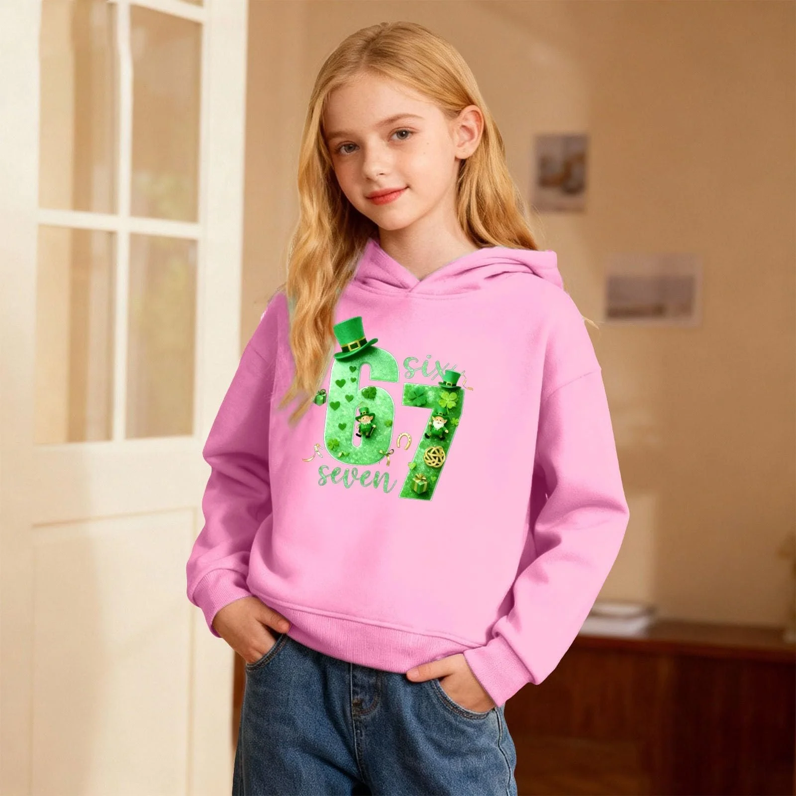 Худі St. Patrick's Day Kinder Six Seven З принтом, фото №2