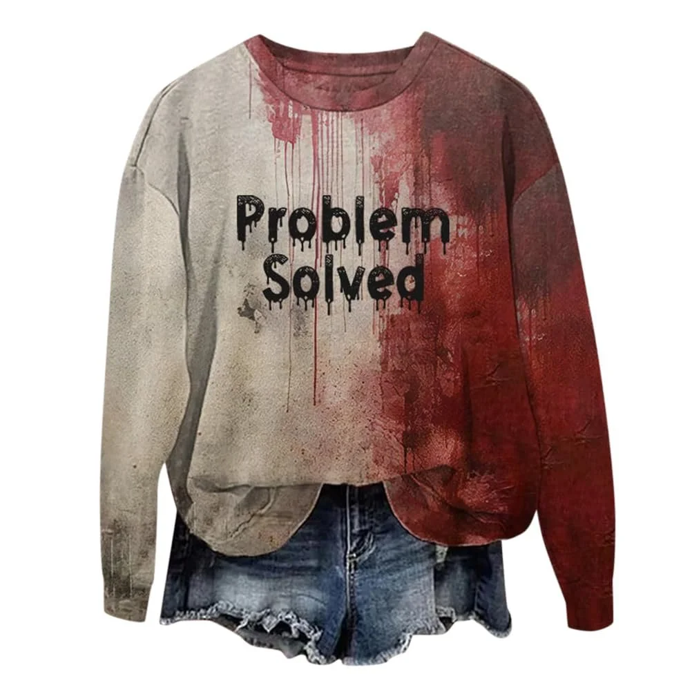 Костюмы на Хэллоуин Женский пуловер Onsoyours с круглым вырезом, длинными рукавами и кровавым принтом, кровавая рубашка с длинными рукавами, свободный джемпер Осень-Зима, фото №1 Костюмы на Хэллоуин Женский пуловер Onsoyours с круглым вырезом, длинными рукавами и кровавым принтом, кровавая рубашка с длинными рукавами, свободный джемпер Осень-Зима, фото №1