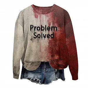 Хелловін Жіночий Пуловер Onsoyours з круглим вирізом, довгими рукавами та кривавим принтом - Фото 1