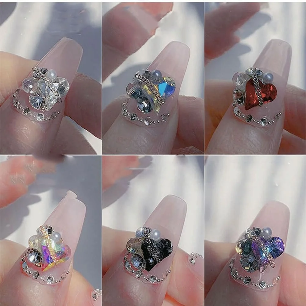 Украшения для ногтей Сердце 3D 6 цветов, фото №5