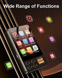MP3-плеєр AGXOV 128GB Bluetooth з навушниками з 2.4-дюймовим сенсорним екраном, MP4-плеєр з підтримкою Amazon Music, Deezer, FM-радіо, диктофон, пристрій для читання електронних книг synthetic.ua - Фото 1