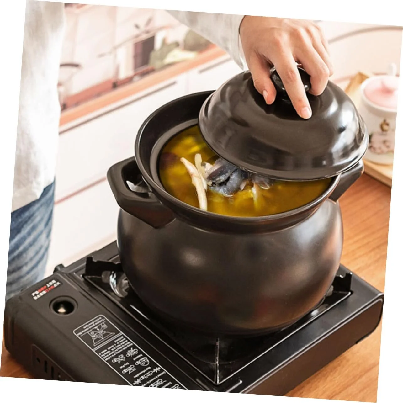 Горшок VALICLUD для риса керамический с крышкой жаропрочный для газовой плиты, фото №3