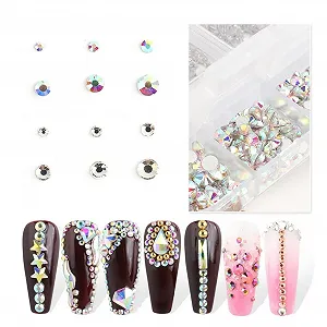 Различные формы Стразы для ногтей AB Камни для ногтей Хрустальные украшения для ногтей Подвески с плоским дном Стекло для ногтей Макияж Одежда Обувь synthetic.ua - Фото 1