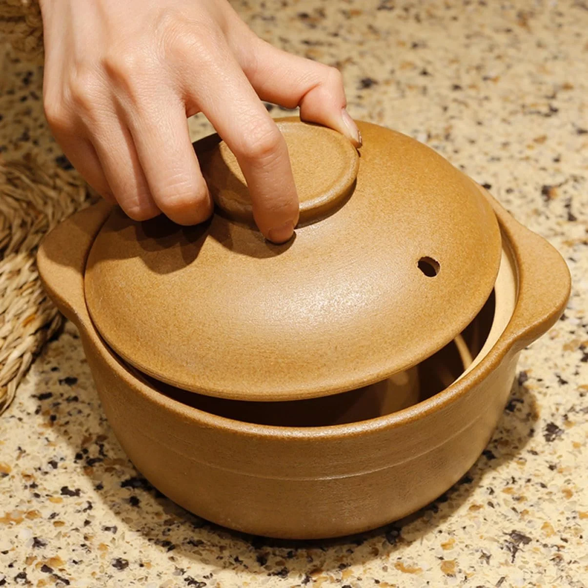 Кастрюля Toyvian керамическая 1,6 л с ручками для супа для плиты, фото №6