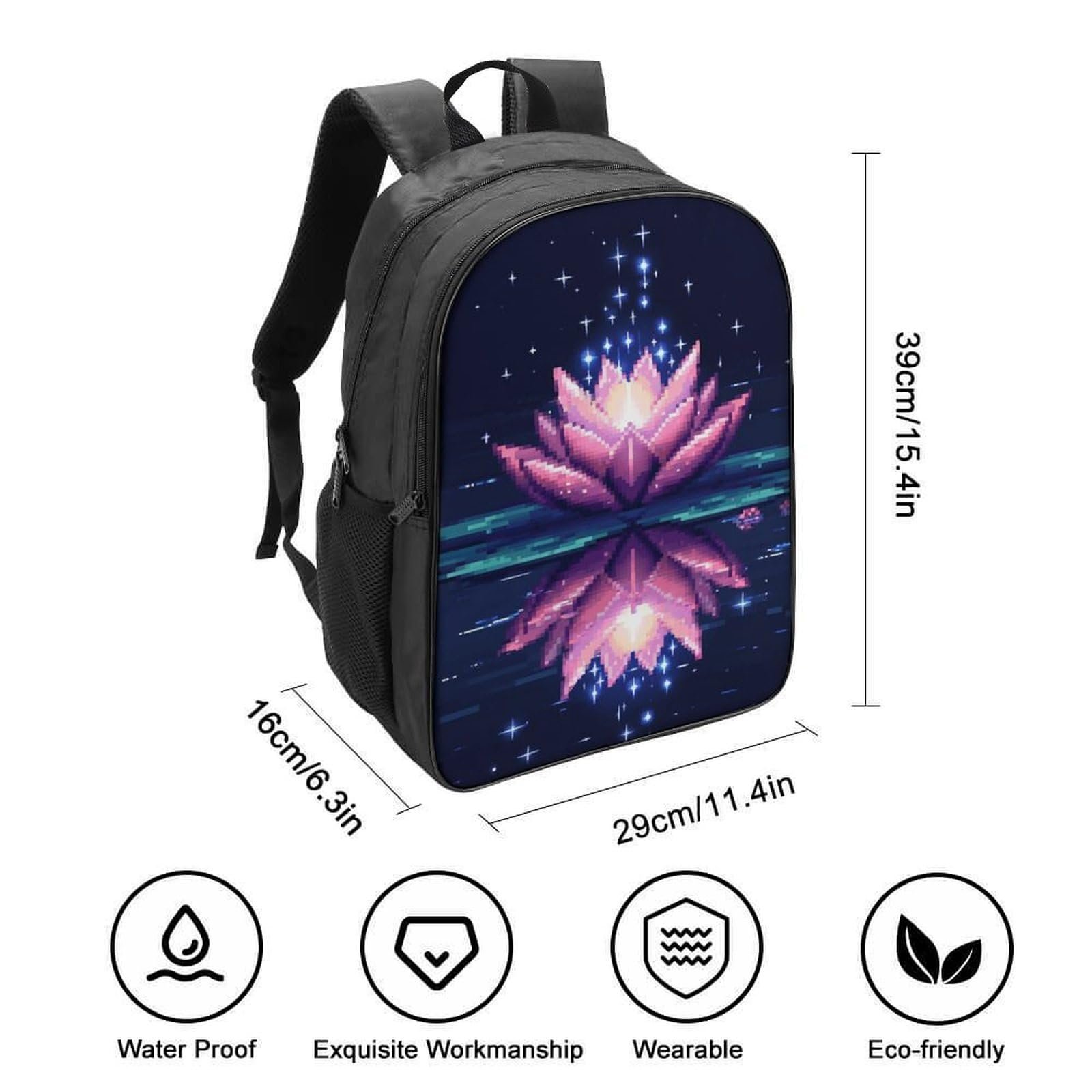 Школьный Рюкзак RSIUUODNF Lotus Flower Для Мальчиков и Девочек Подростков, Водонепроницаемый, для Ноутбука, 40x28x16 см, фото №2