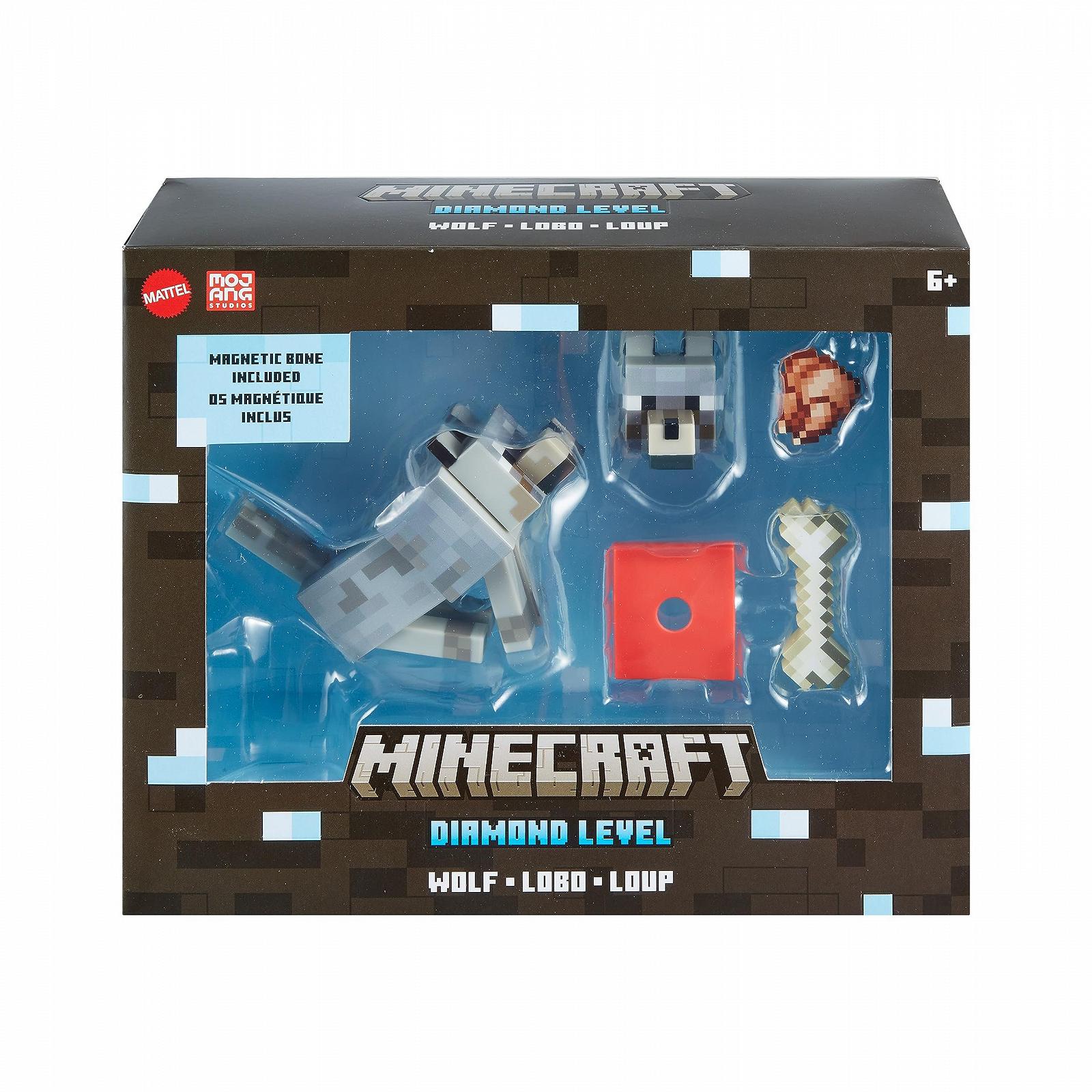 Фігурка Вовк Minecraft Diamond Collection з рухомими суглобами та аксесуарами, близько 14 см заввишки, HLN41, фото №5