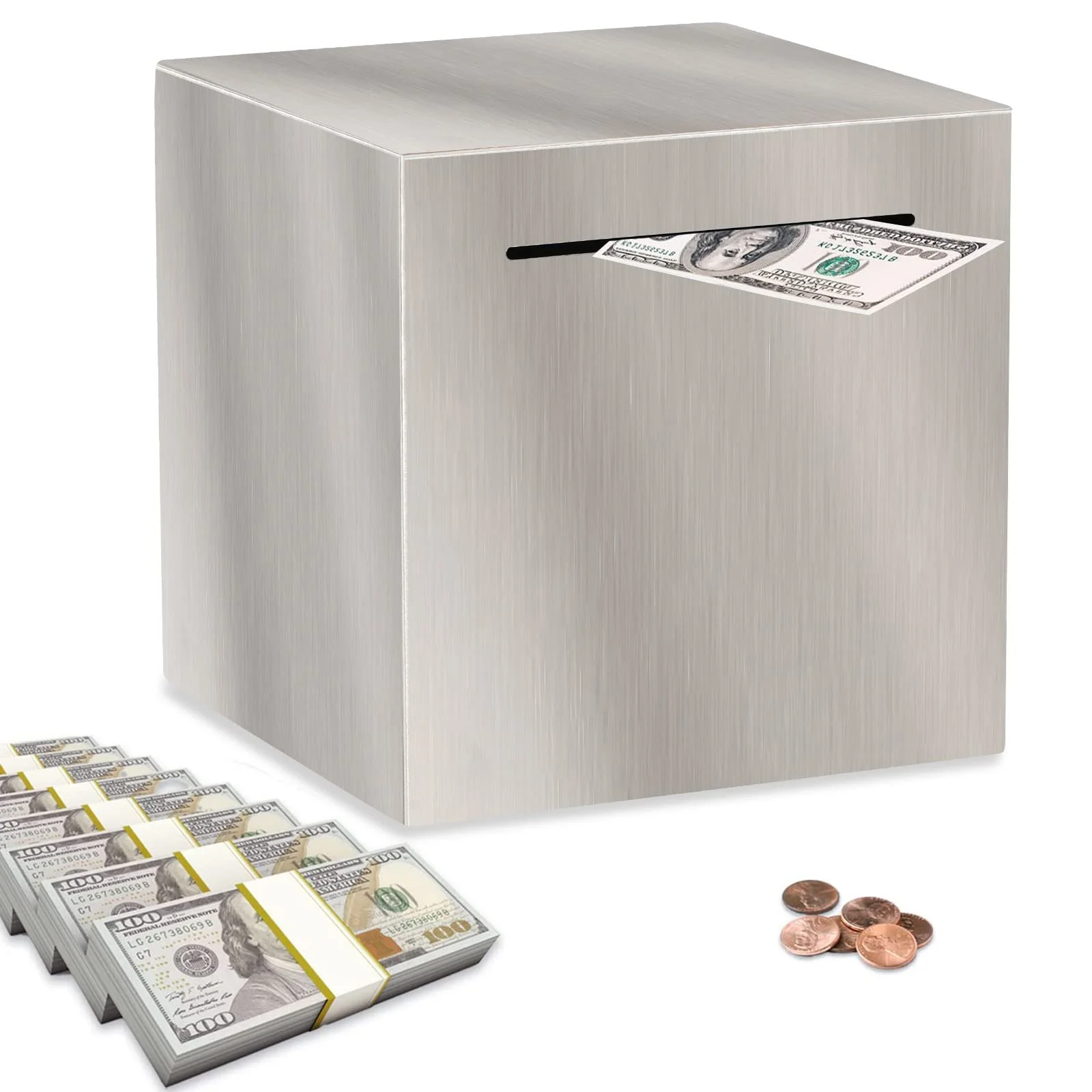 Скарбничка сейф невідкривна нержавіюча сталь, фото №1