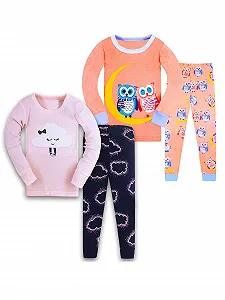 Комплект пижам SOIBEEN для девочек, 100% хлопок - Фото 1