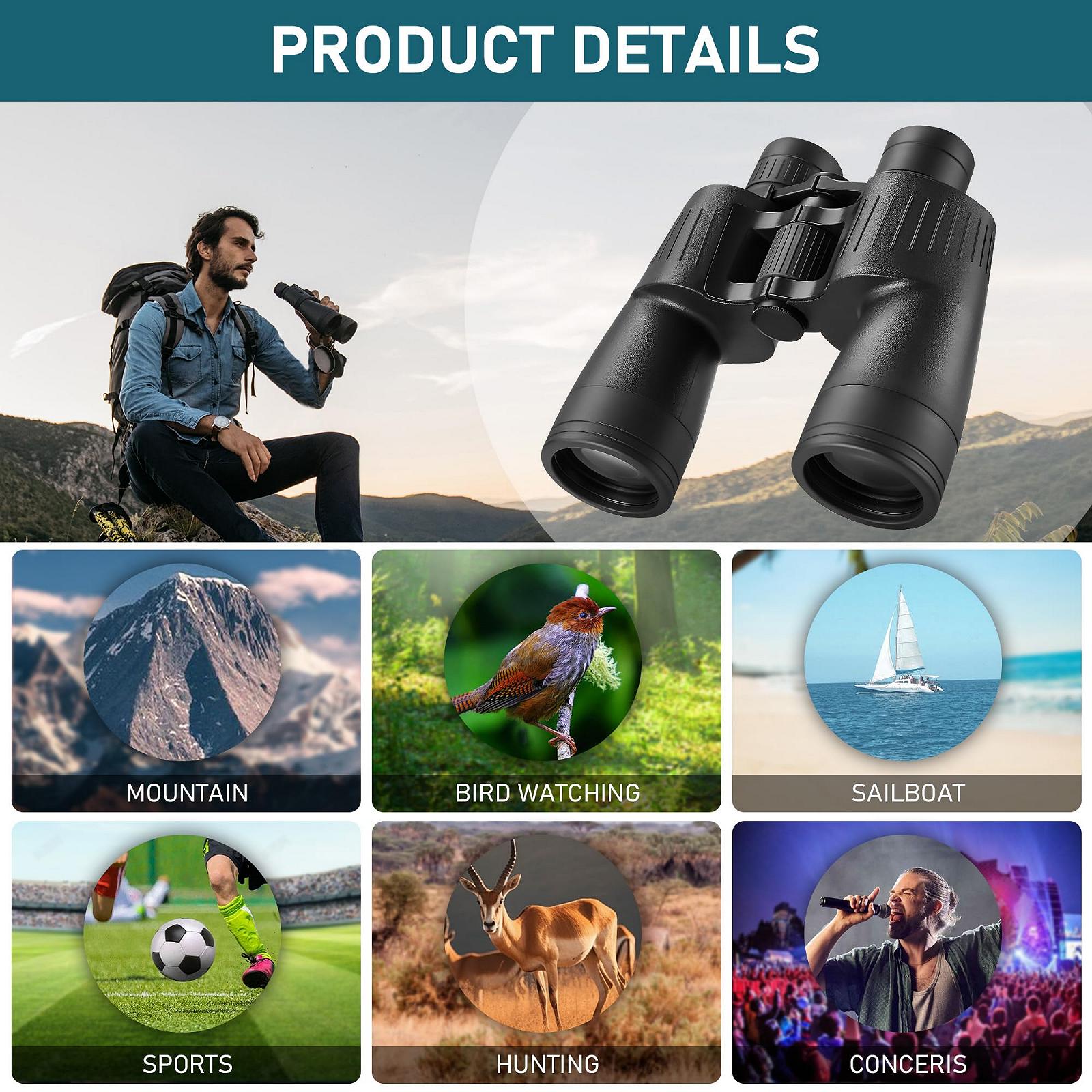 Бінокль HD Porro Prism 7x50 BAK4 Prism FMC Lens Водонепроникний Компактний, фото №5