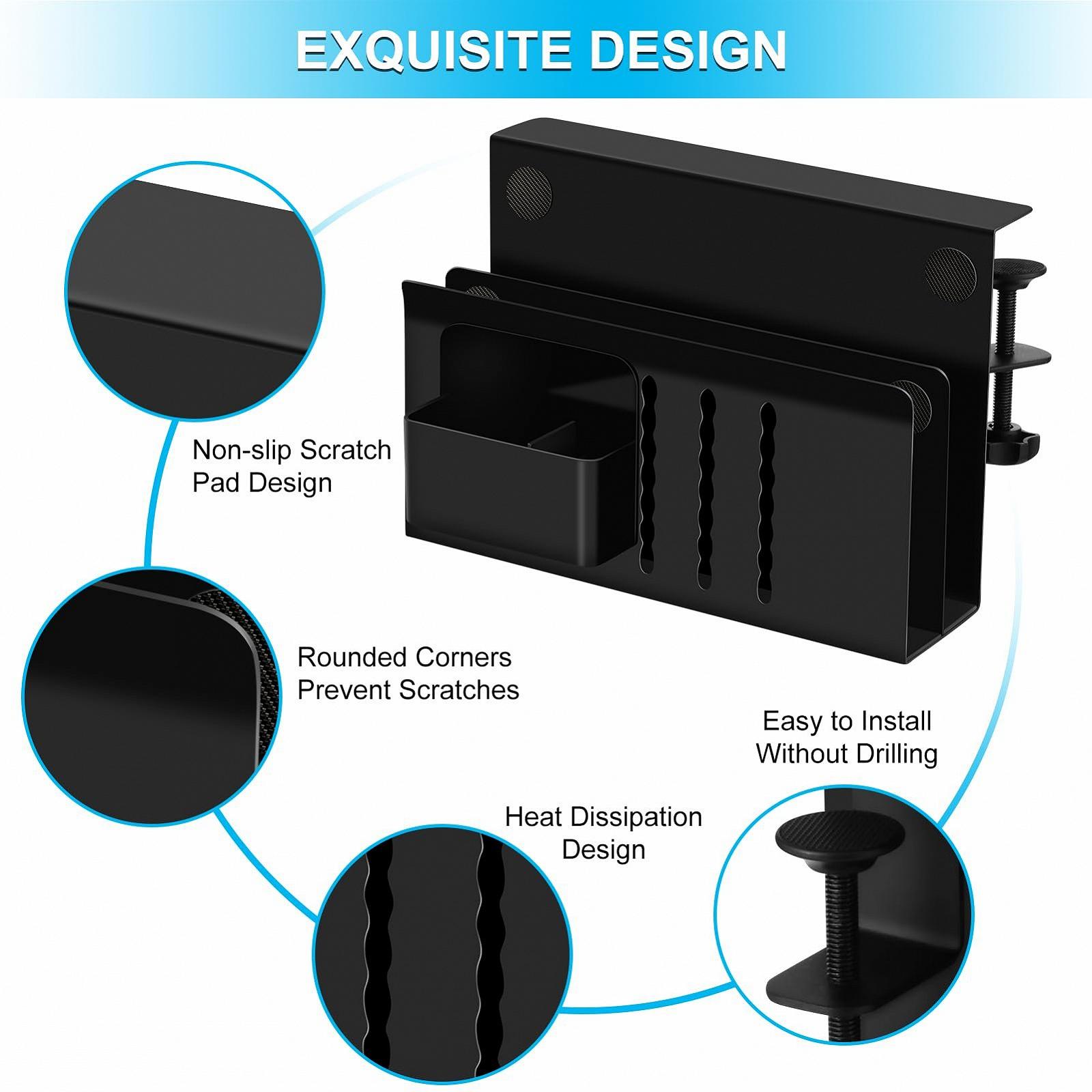 Подставка для ноутбука 2-уровневая навесная без сверления Углеродистая сталь Черный, фото №5
