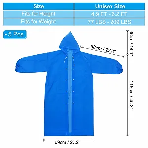 Пончо дощове PATIKIL для дорослих, 5 шт, легке, багаторазове, EVA, для велоспорту, походів, активного відпочинку, синє synthetic.ua - Фото 1