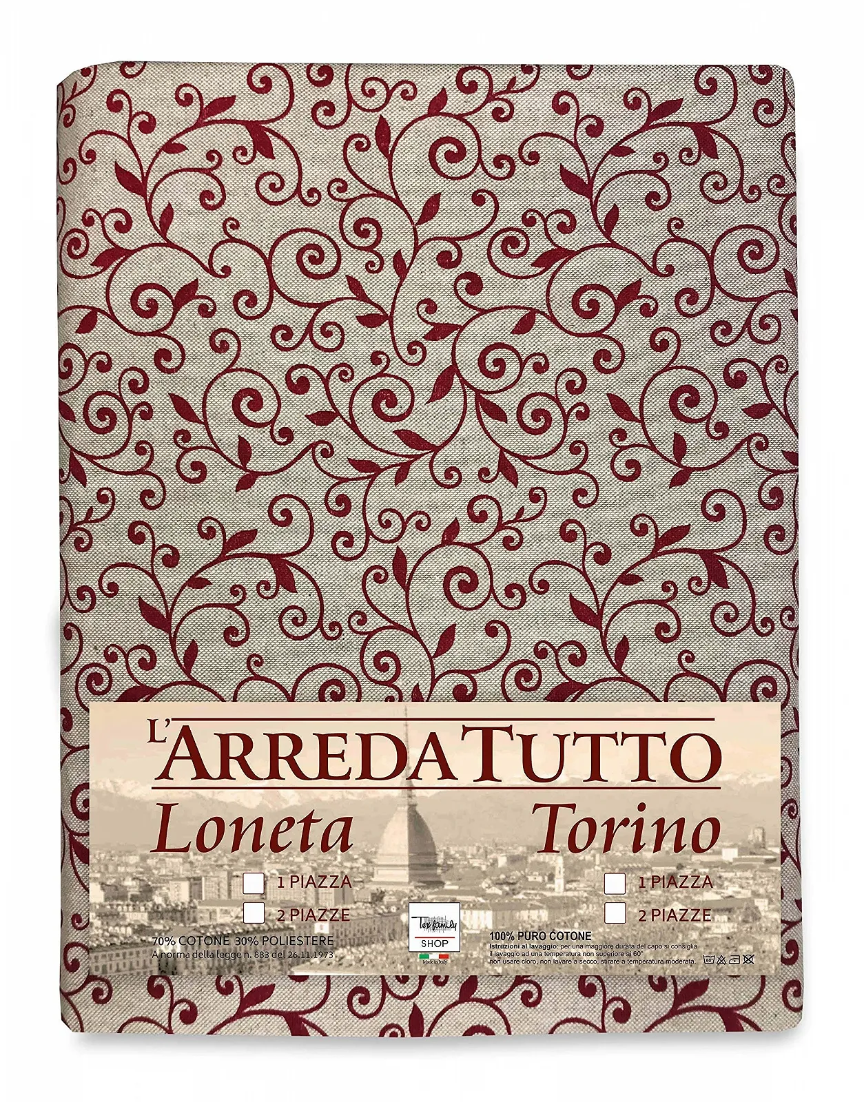 Покривало на ліжко Tex family Gran Foulard Тканина Dory Arabesco Червоний - Одинарний, фото №1