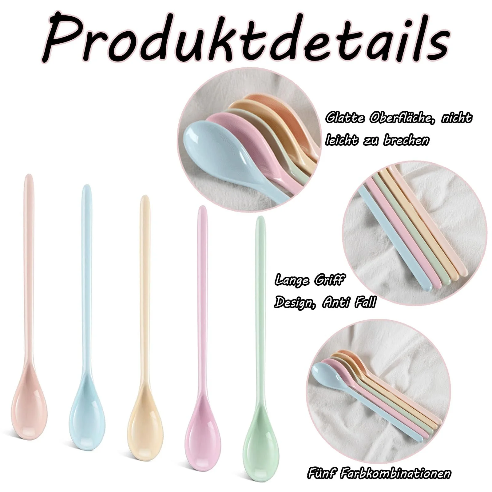 Ложка Пластик Набір з 5 штук Різнокольоровий, фото №3