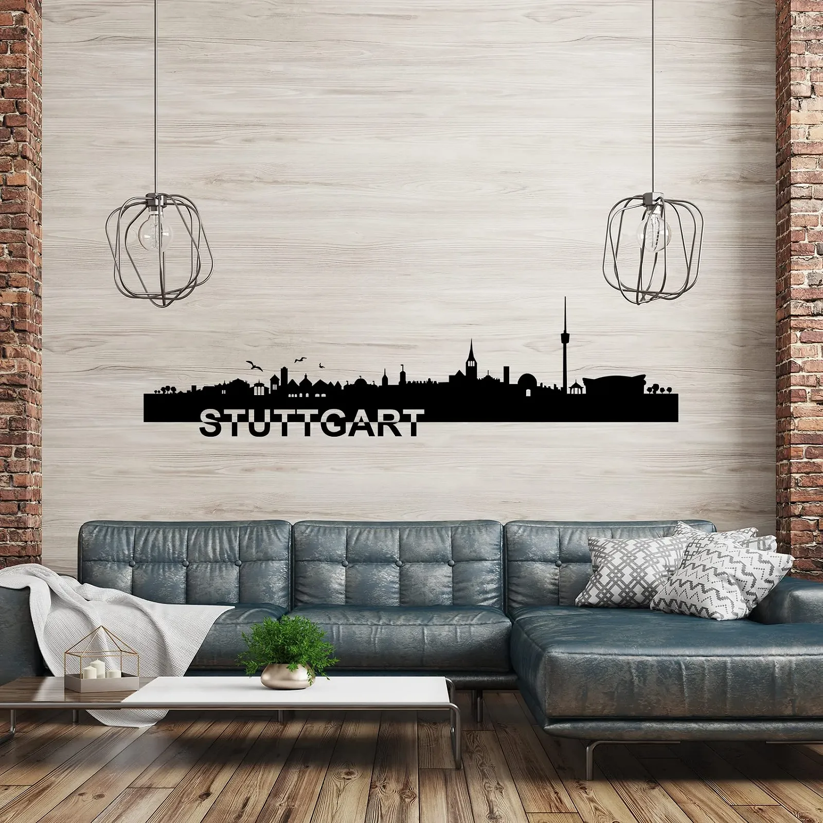 Наклейка на стіну YX038 Cities Skyline Germany Stuttgart Чорна 110 см, фото №3