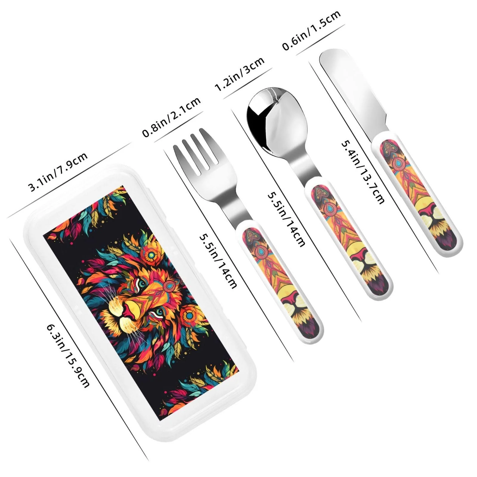 Дитячий набір столових приборів з принтом Mighty Lion, три предмети, багаторазовий, фото №3 Дитячий набір столових приборів з принтом Mighty Lion, три предмети, багаторазовий, фото №3