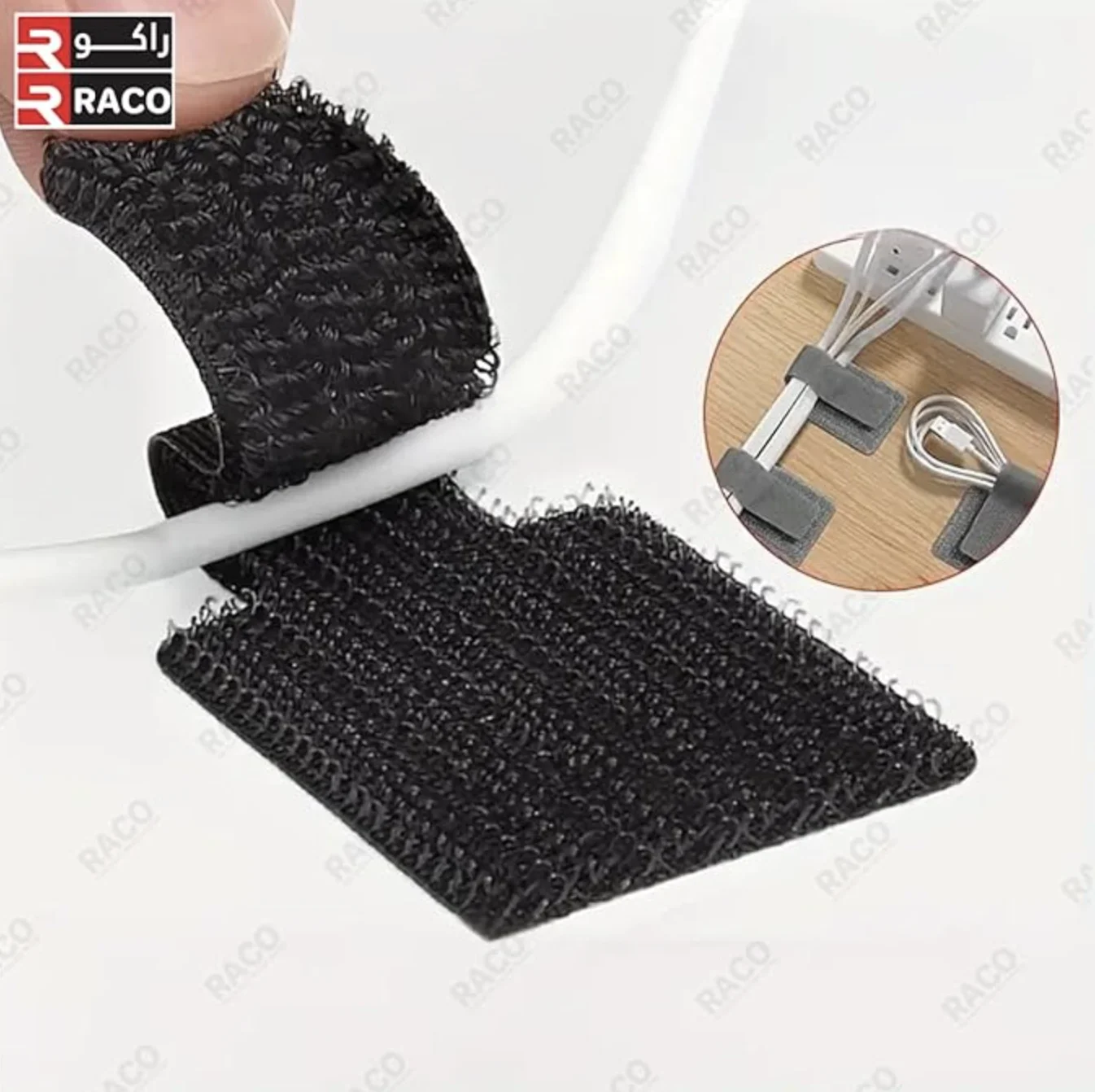 Органайзер для кабелів липучка тримач дротів JoyRo 3M L 5 шт Чорний, фото №3